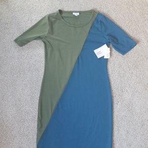 Julia dress with diagonal two-tone design